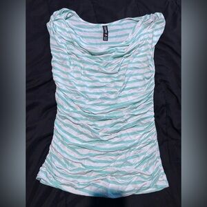 Blue and White Striped Top